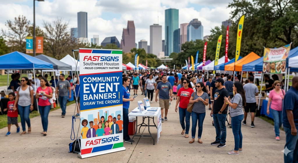 Custom event banner at a Houston community event by FASTSIGNS Southwest